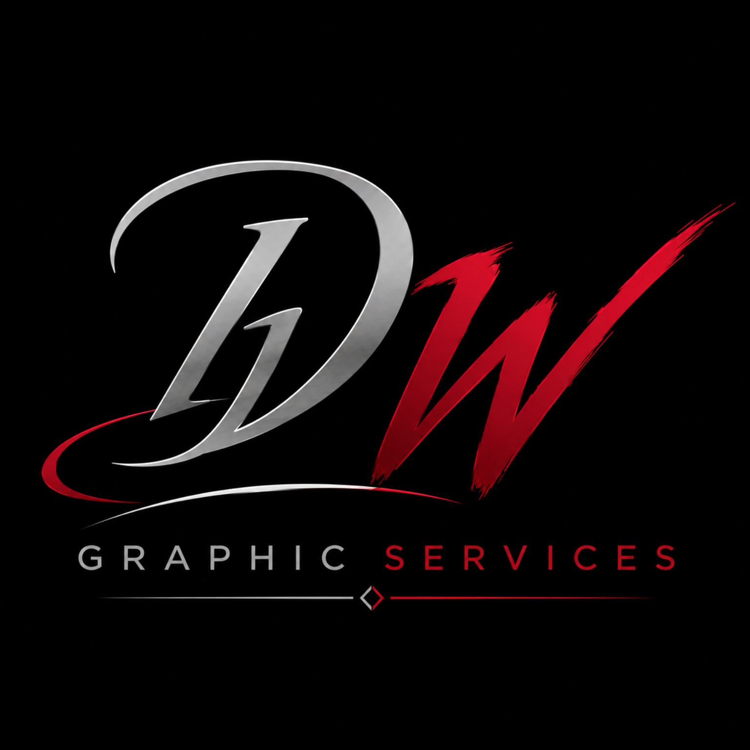DLW Graphic Services silver and red logo