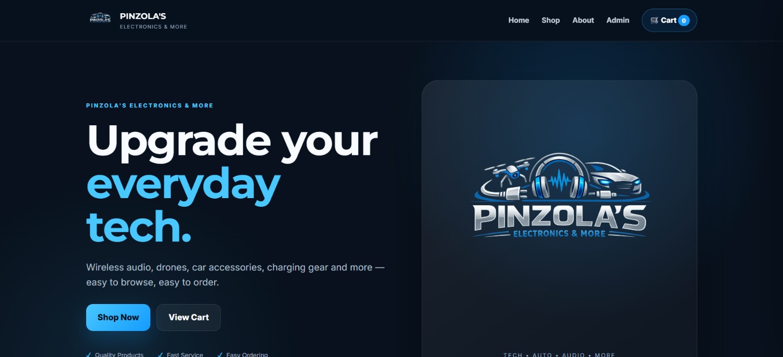 Pinzola's Electronics website homepage